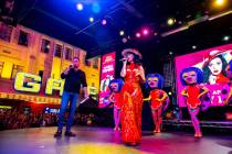 Pop star and Resorts World Theater headliner Katy Perry appears at Fremont Street Experience to ...