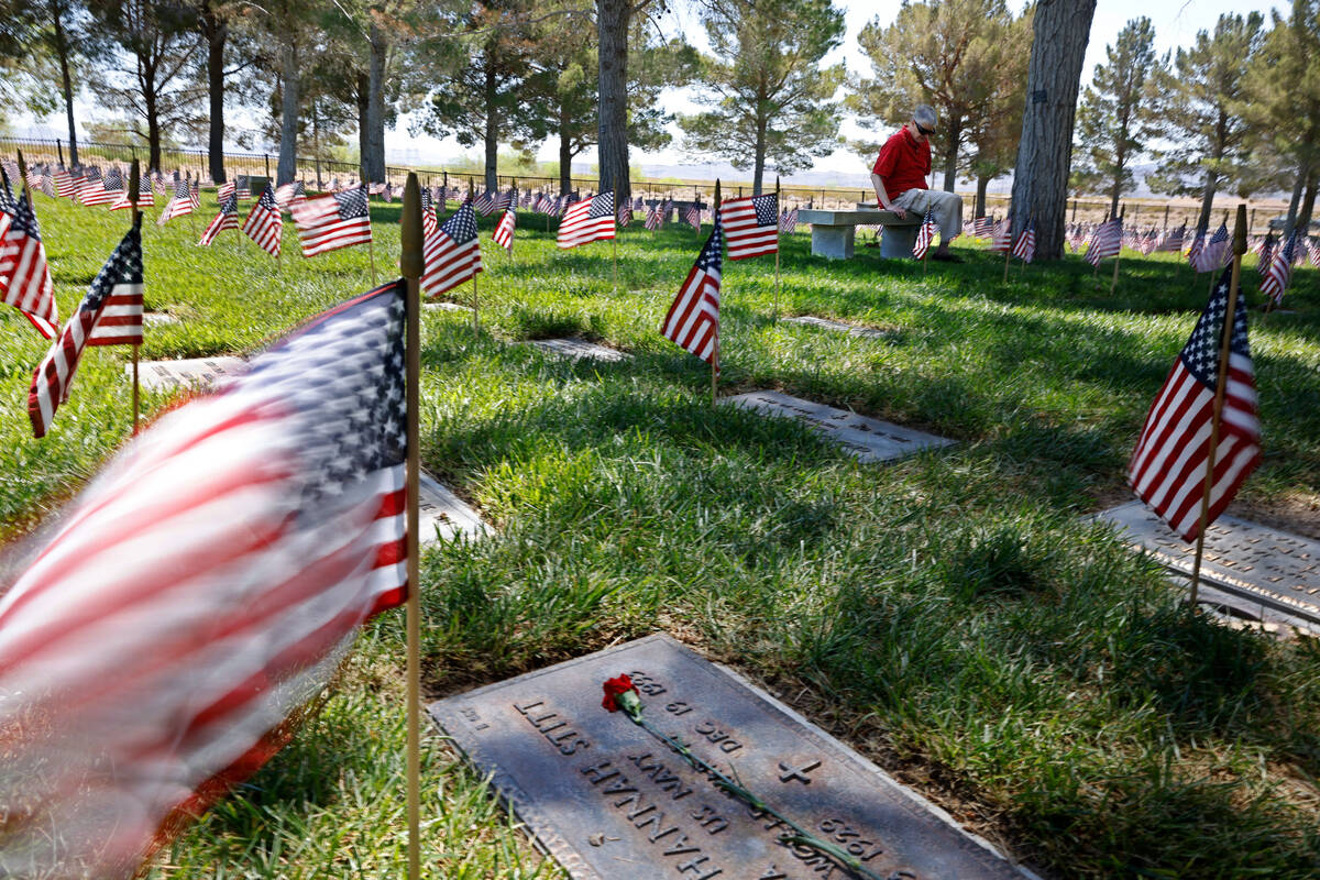 U.S. Army veteran Ron Michael of Henderson visits the Southern Nevada Veterans Memorial Cemeter ...