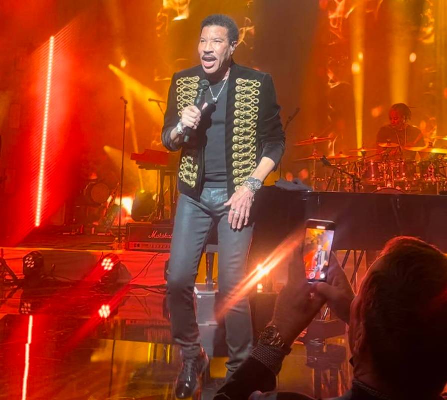 A video screen-grab of Lionel Richie is shown at Red Rock Resort during the 60th-birthday celeb ...