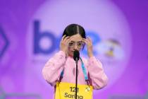 Sarina Ali, 12, from Las Vegas, competes during the Scripps National Spelling Bee, Tuesday, May ...