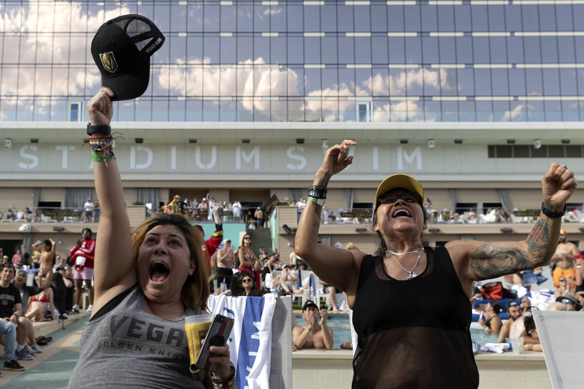 Monique Haymes, left, and her mother Justine Haymes o wild as Game 3 of the Stanley Cup Final b ...