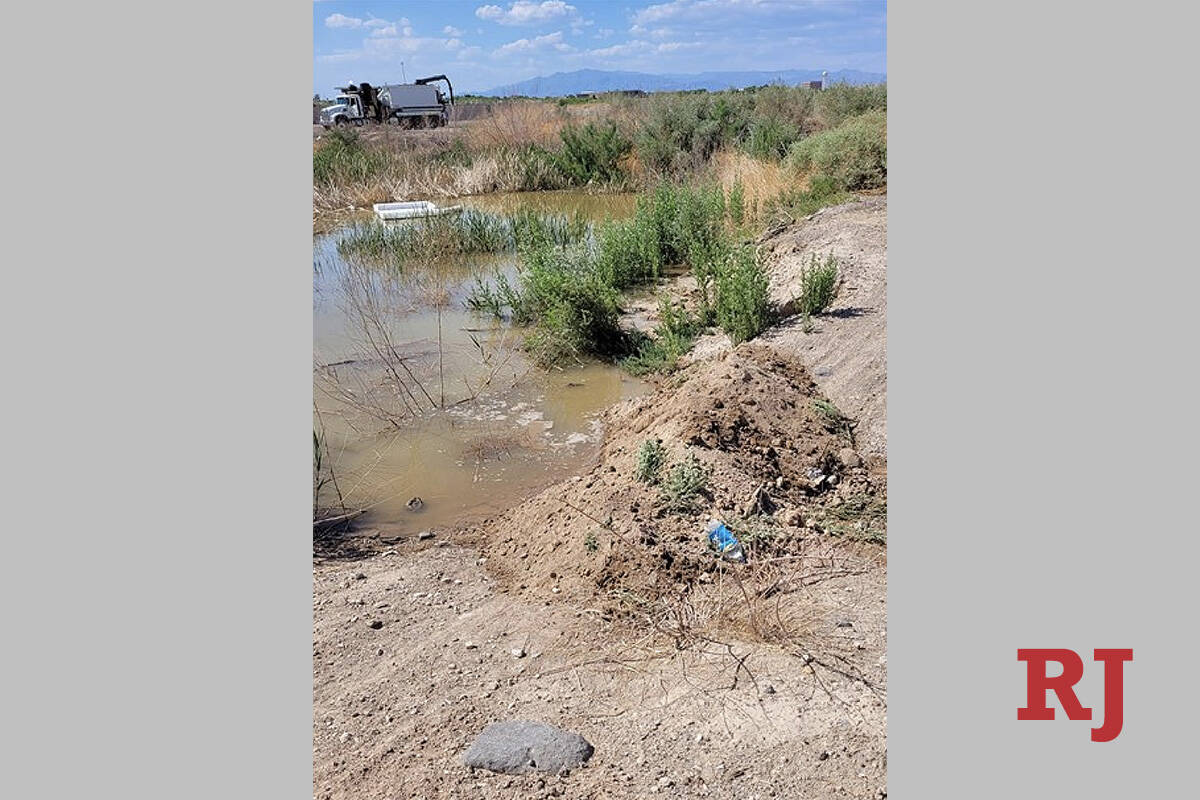 Clark County Water Reclamation District workers responded to a sewage leak at the Whitney Lift ...