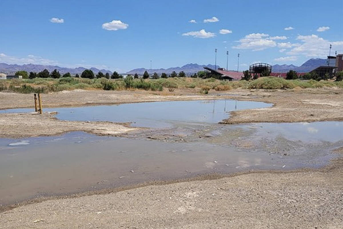 Clark County Water Reclamation District workers responded to a sewage leak at the Whitney Lift ...