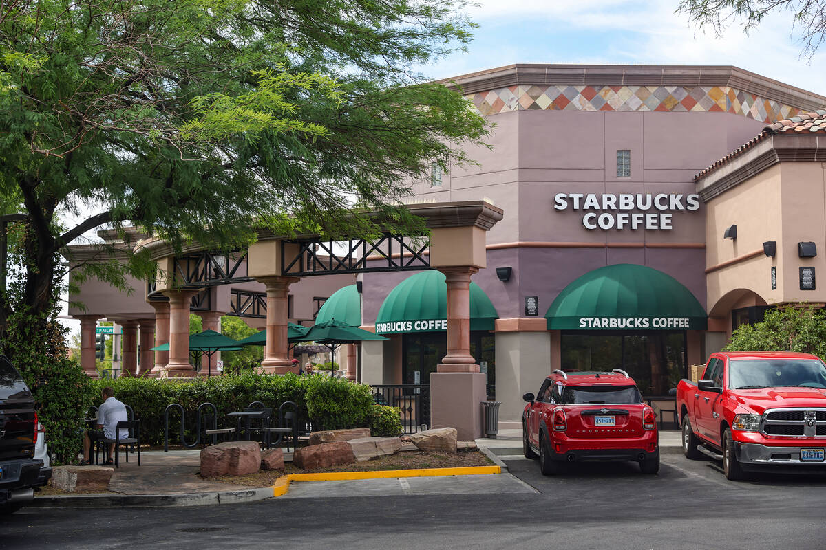 Starbucks at Summerlin’s Trails Village Center in Las Vegas, Sunday, June 11, 2023. Afte ...