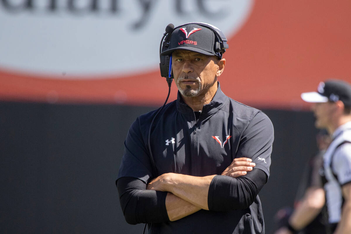 Vegas Vipers head coach Rod Woodson on the sideline during the first half of an XFL game agains ...