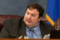 Sen. James Ohrenschall, D-Las Vegas, seen in the Senate chambers in Carson City in February 202 ...