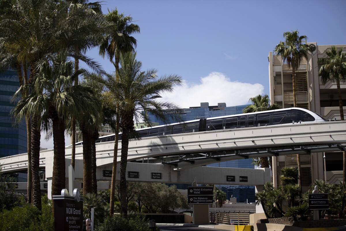 The Las Vegas Monorail travels near MGM Grand on Wednesday, May 31, 2023, in Las Vegas. The aut ...