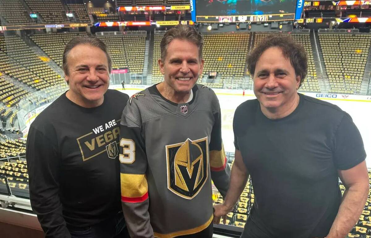 Vegas Golden Knights minority owners Gavin Maloof, Joe Maloof and George Maloof are shown at T- ...