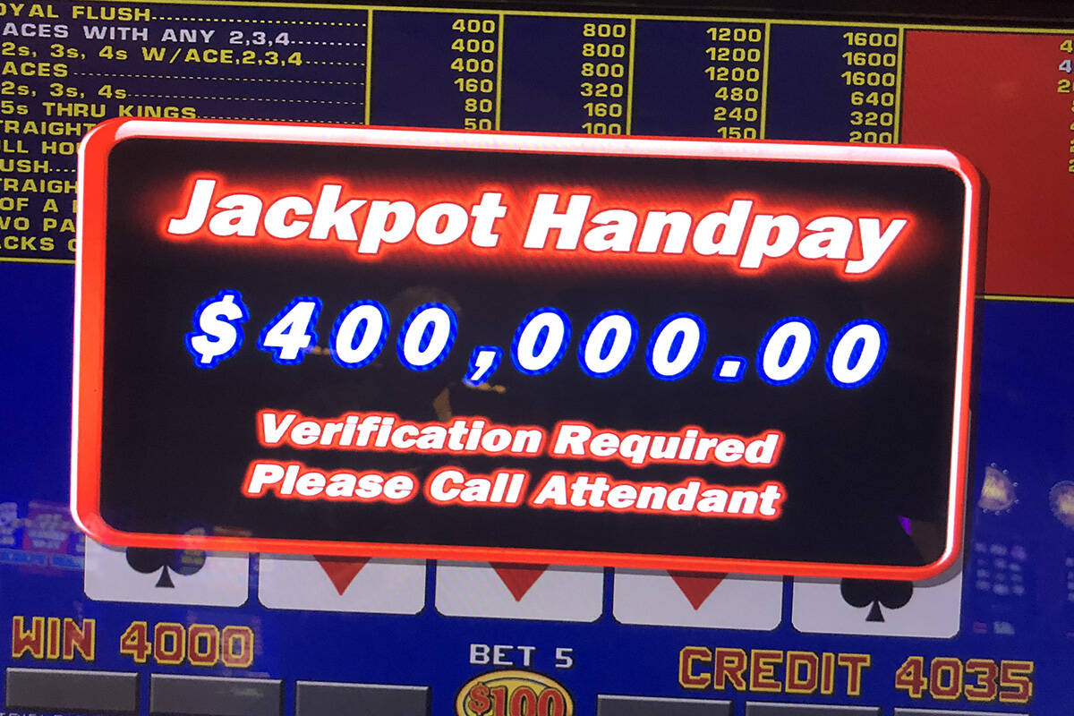 A video poker player at Caesars Palace won $400,000 after hitting four aces with a kicker Sunda ...