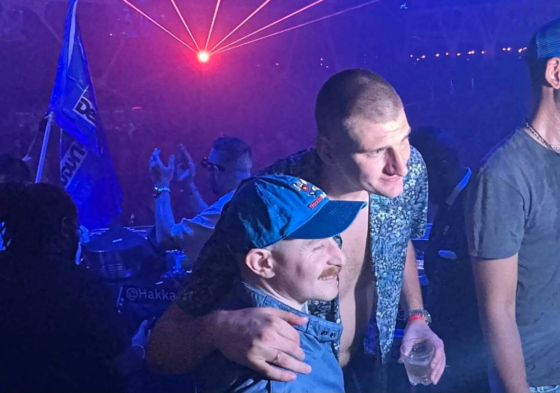 Denver Nuggets star and NBA Finals MVP Nikola Jokić poses for a pic at Hakkasan Nightclub at M ...