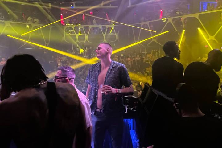 Denver Nuggets star and NBA Finals MVP Nikola Jokić is shown at Hakkasan Nightclub at MGM Gran ...