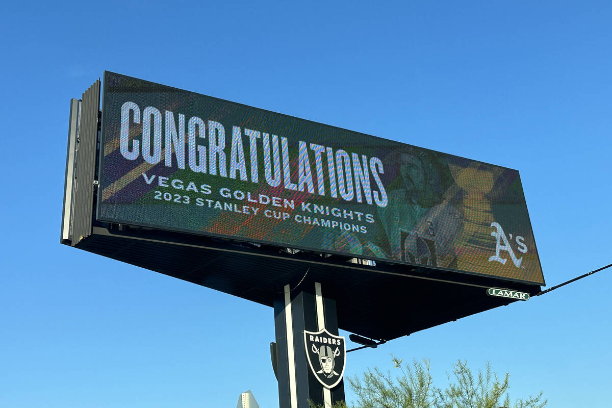 The Oakland Athletics took out digital billboard space in Las Vegas to congratulate the Golden ...