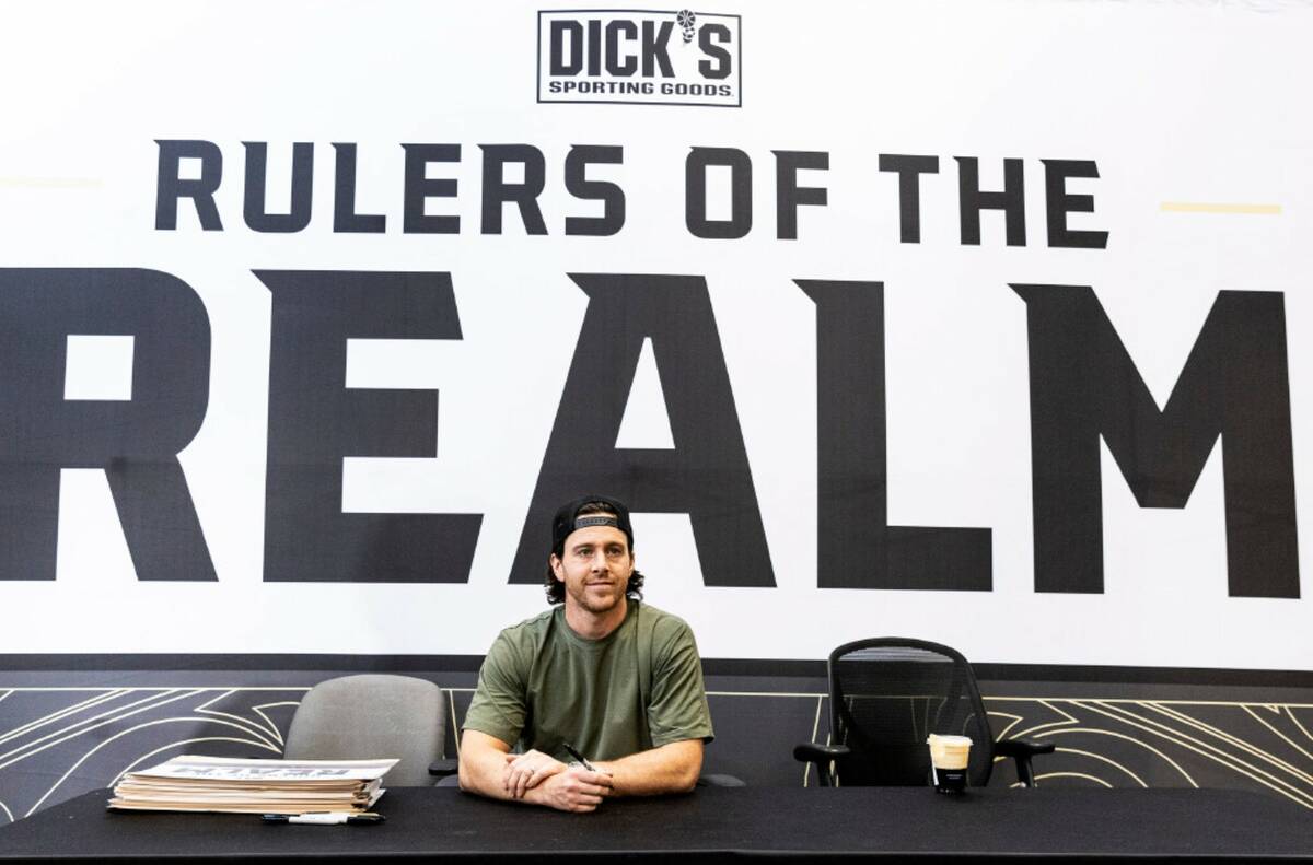 Jonathan Marchessault prepares to sign autographs at Dick's Sporting Goods, on Monday, June 19, ...