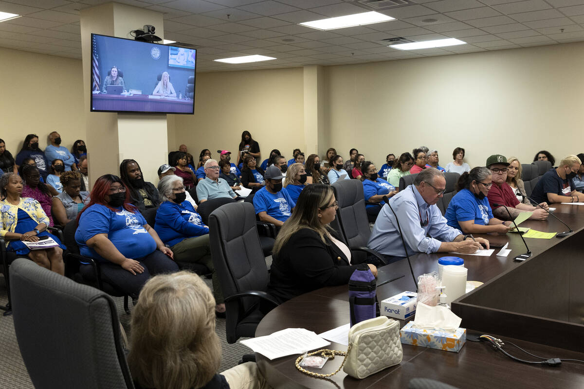 The room is packed for a meeting at the Public Utilities Commission where NV Energy customers w ...