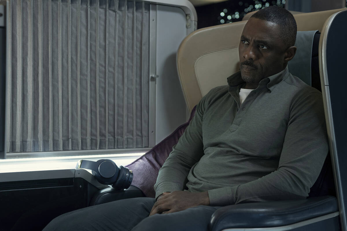 This image released by Apple TV+ shows Idris Elba in a scene from the action series "Hijack." ( ...