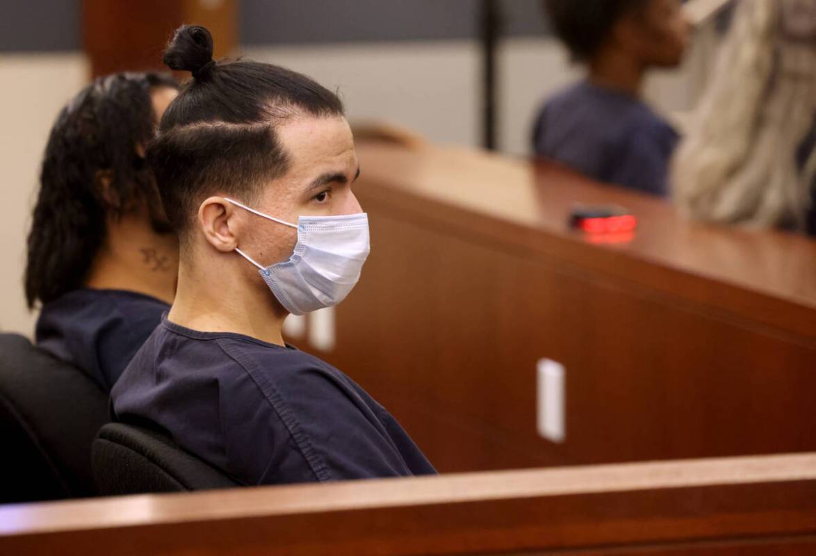 Derrick DeCoste waits in court after appearing for sentencing at the Regional Justice Center in ...