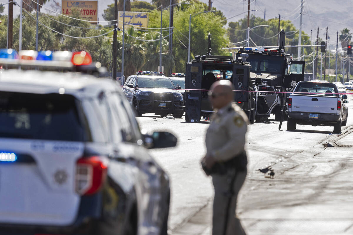 The Las Vegas Metropolitan police investigate after a suspected kidnapper was shot by police ne ...