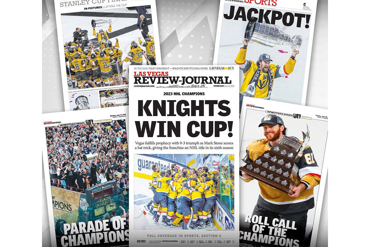 The Las Vegas Review-Journal's commemorative Golden Knights newspaper bundle.