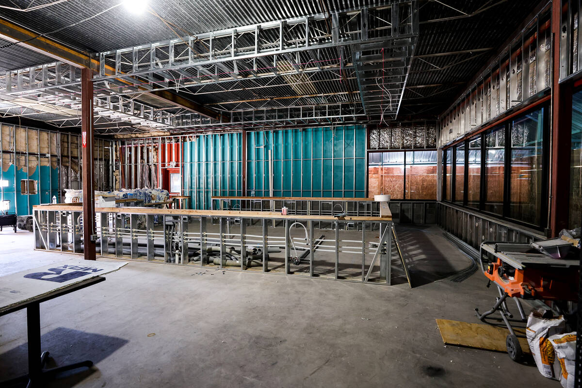 The bar area in the new Esther’s Kitchen under construction in the Arts District in Las ...