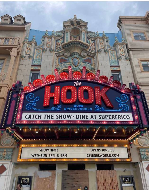 The Warner Theatre marquee is shown at Caesars Atlantic City, where Spiegelworld opens "The Hoo ...