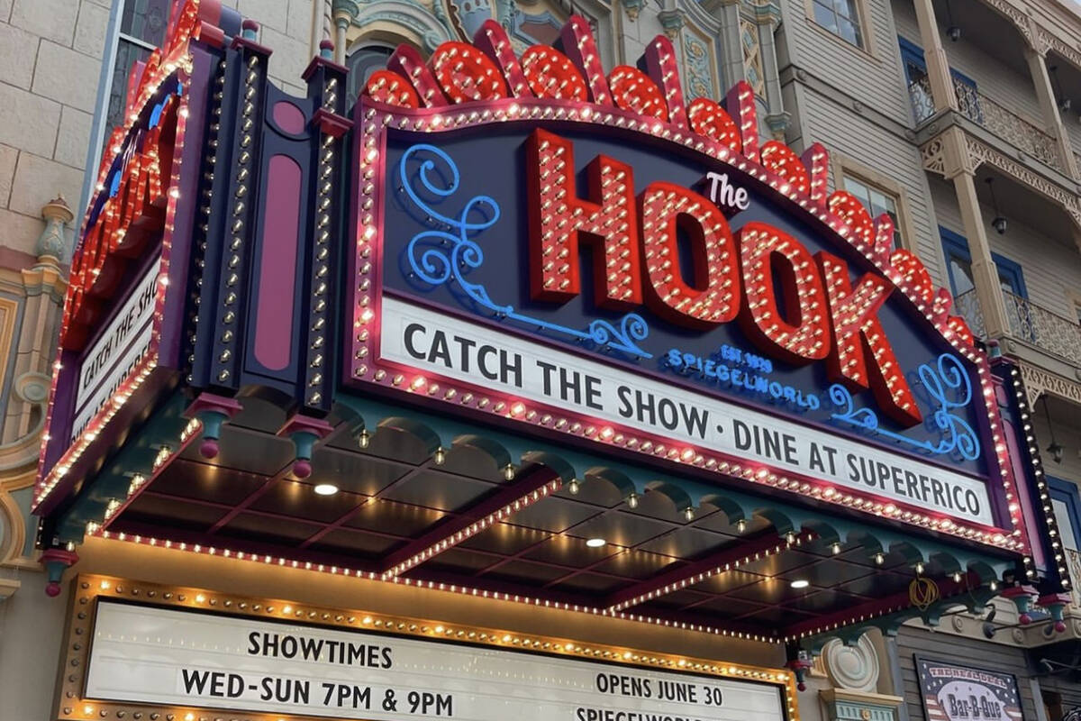 The Warner Theatre marquee is shown at Caesars Atlantic City, where Spiegelworld opens "The Hoo ...