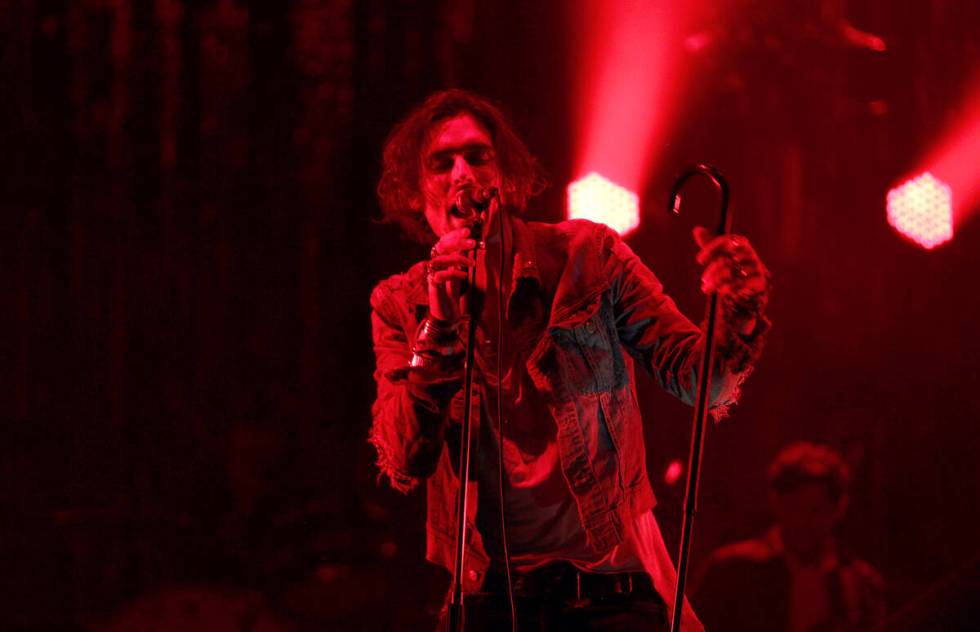 Tyson Ritter from the group All American Rejects is seen performing on stage during the " ...