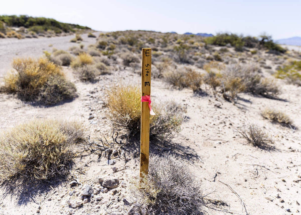 Site E sign is seen at one of thirty exploratory drilling sites at Ash Meadows National Wildlif ...