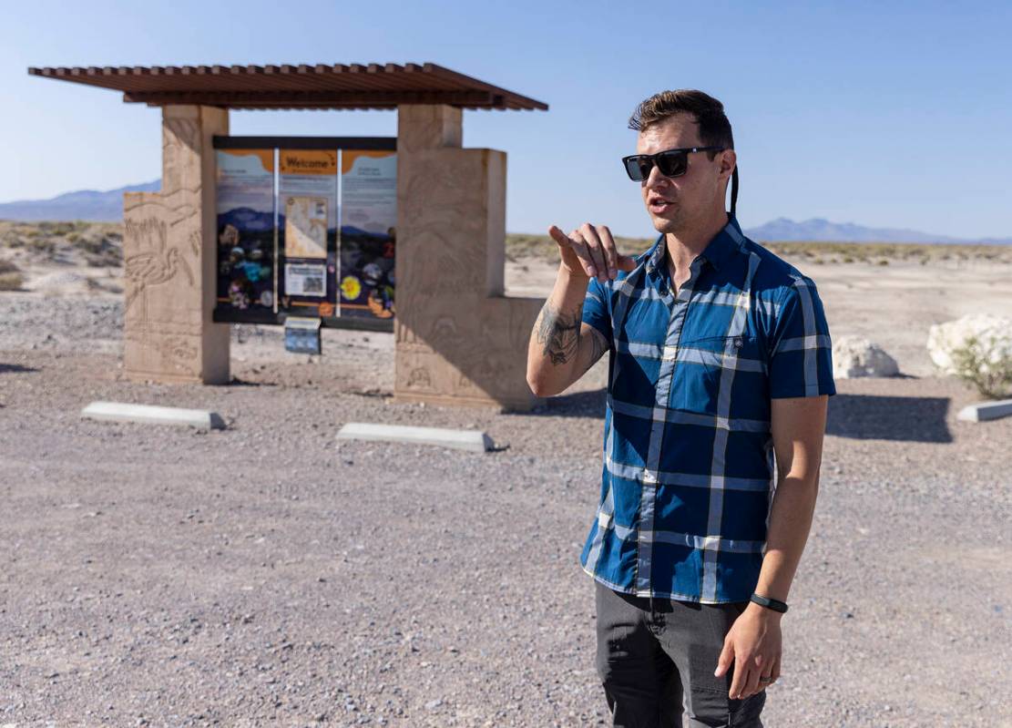 Mason Voehl, executive director of the Amargosa Conservancy, leads a tour of Ash Meadows Nation ...