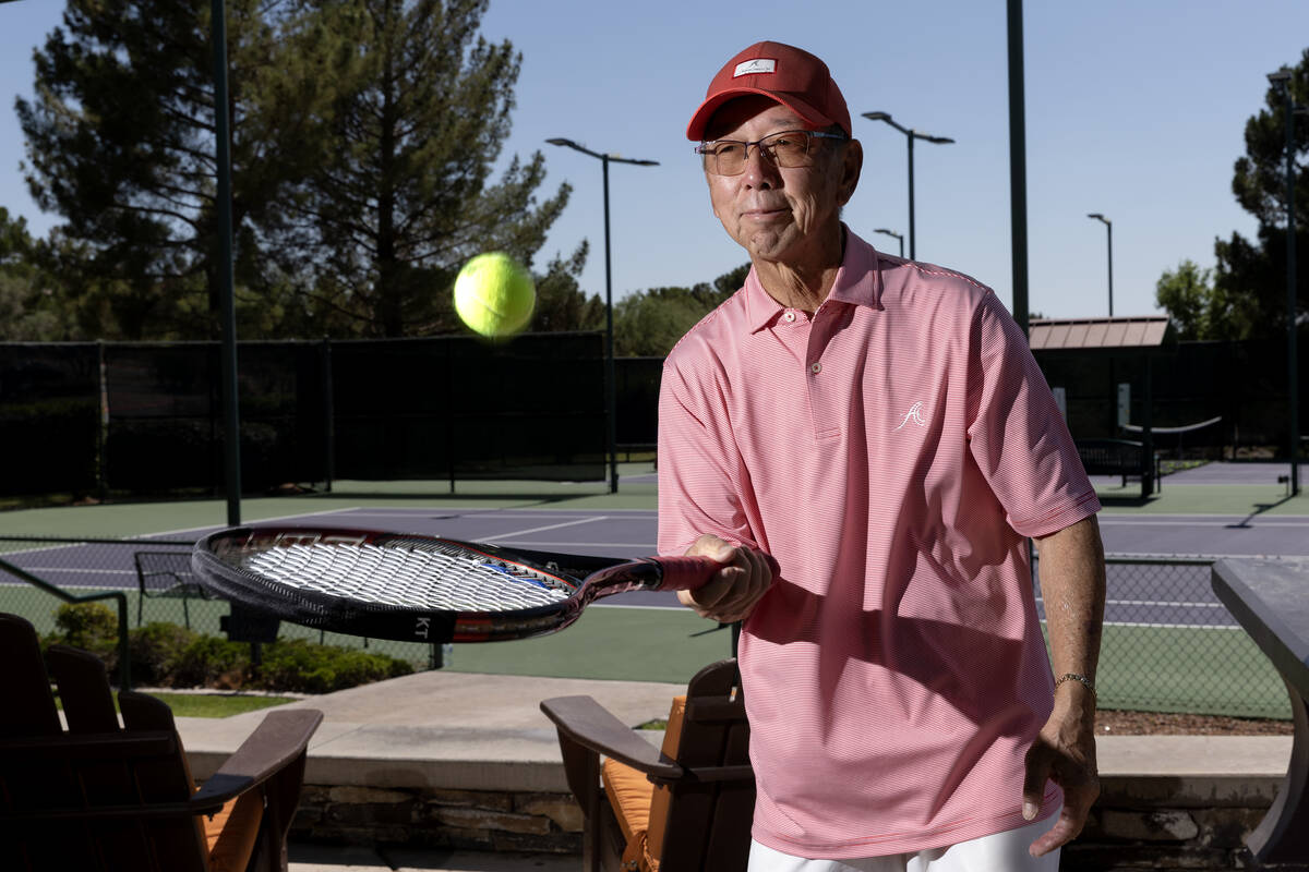 Tennis player Allwyn Chao, 79, at Anthem Country Club on Friday, June 30, 2023, in Las Vegas. C ...