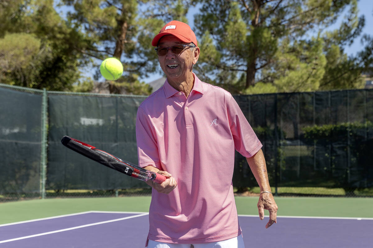 Tennis player Allwyn Chao, 79, at Anthem Country Club on Friday, June 30, 2023, in Las Vegas. C ...