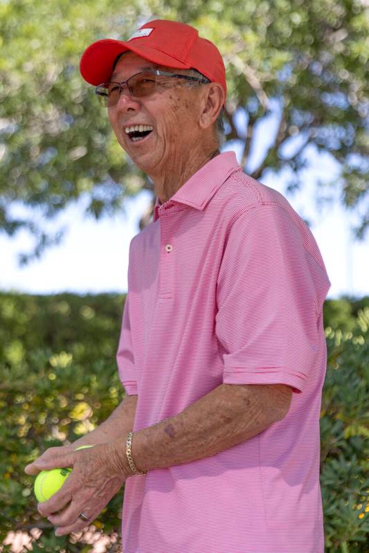 Tennis player Allwyn Chao, 79, at Anthem Country Club on Friday, June 30, 2023, in Las Vegas. C ...