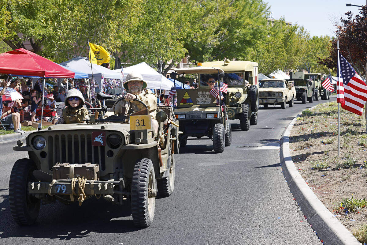 Classic military vehicles at the annual Summerlin Council Patriotic Parade, Tuesday, July 4, 20 ...