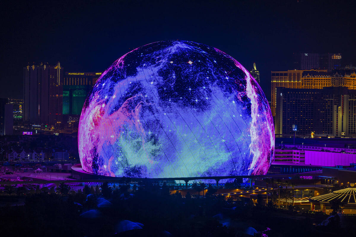 The MSG Sphere illuminates the Las Vegas skyline with a dazzling display to celebrate Independe ...