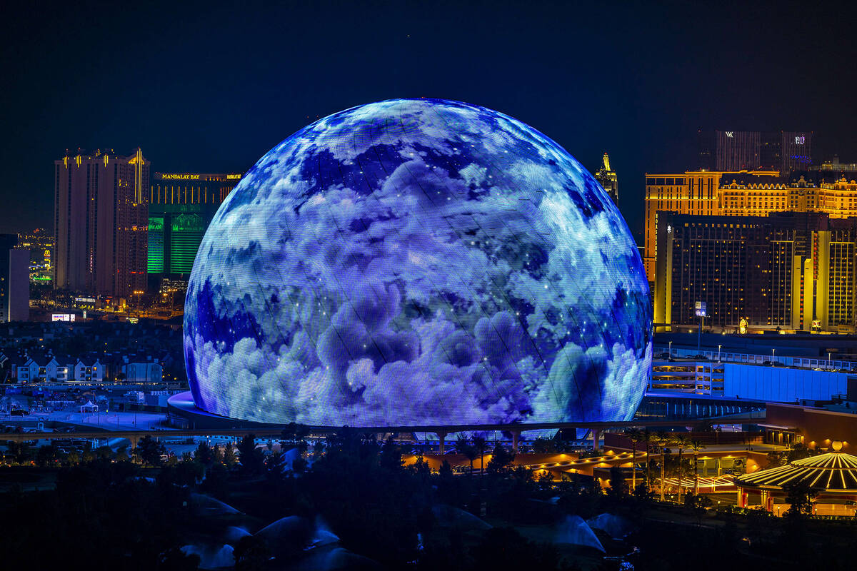 The MSG Sphere illuminates the Las Vegas skyline with a dazzling display to celebrate Independe ...