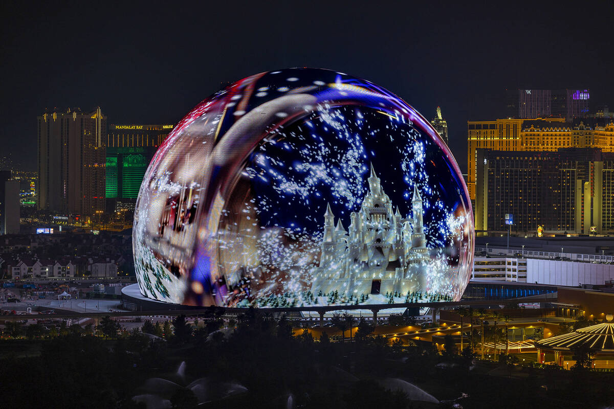 The MSG Sphere illuminates the Las Vegas skyline with a dazzling display to celebrate Independe ...