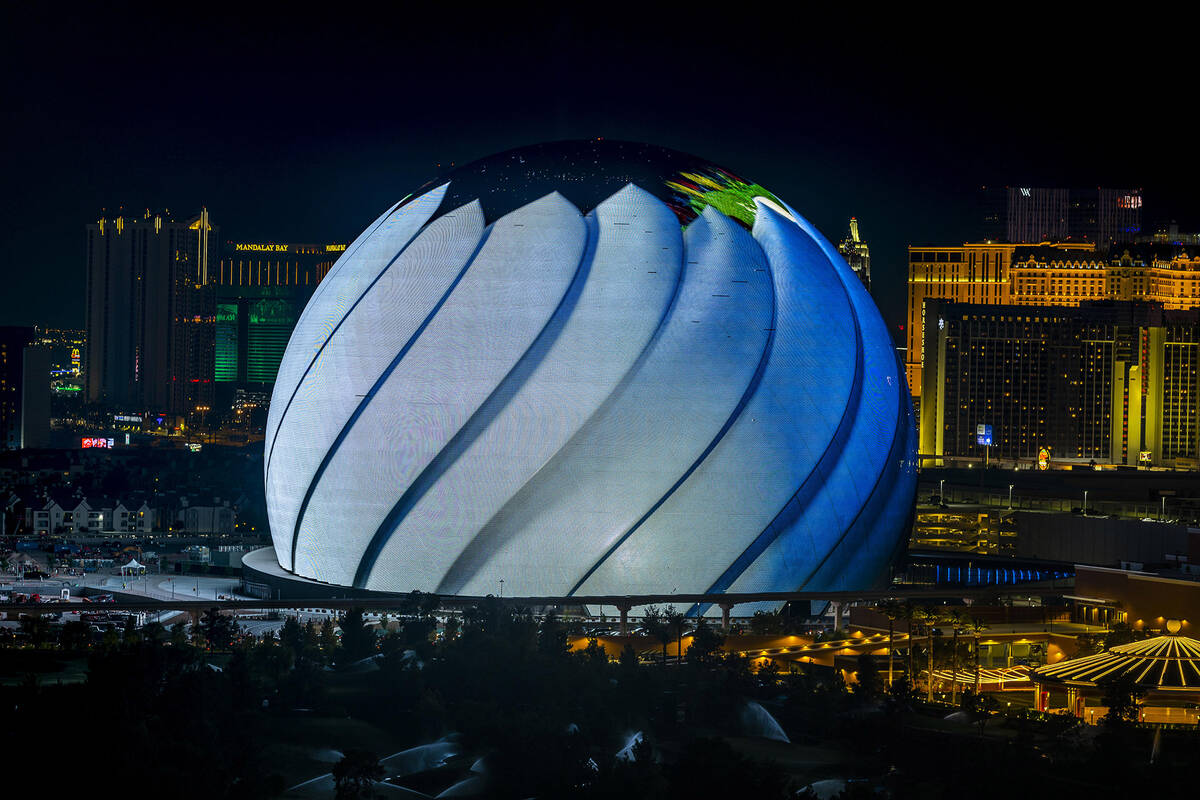 The MSG Sphere illuminates the Las Vegas skyline with a dazzling display to celebrate Independe ...