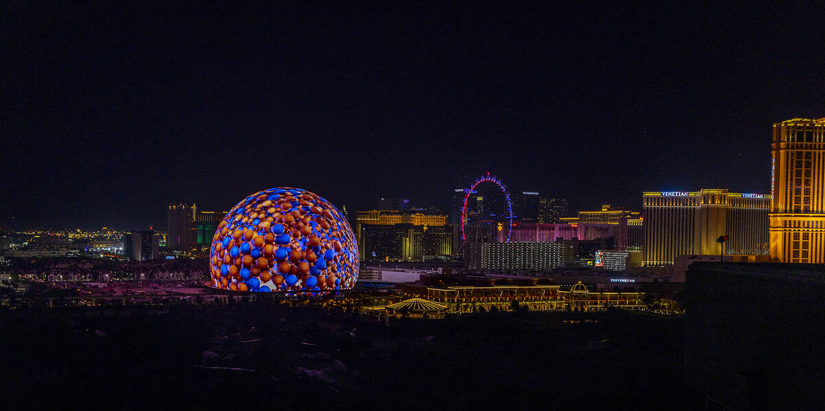 The MSG Sphere illuminates the Las Vegas skyline with a dazzling display to celebrate Independe ...