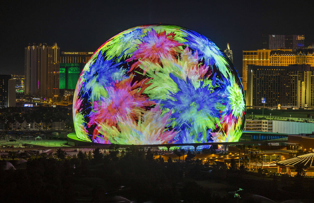 The MSG Sphere illuminates the Las Vegas skyline with a dazzling display to celebrate Independe ...