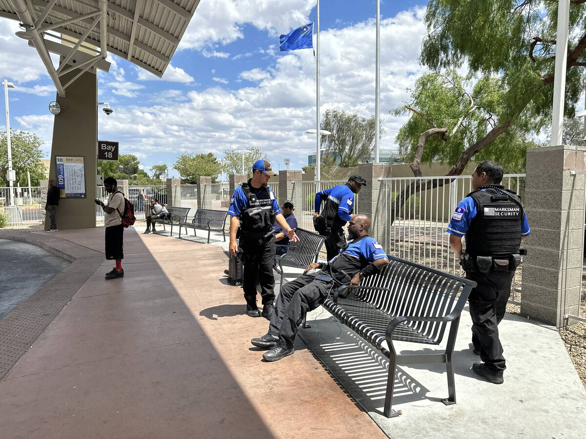 Security officers patrol at the Regional Transportation Commission South Strip Transfer Termina ...