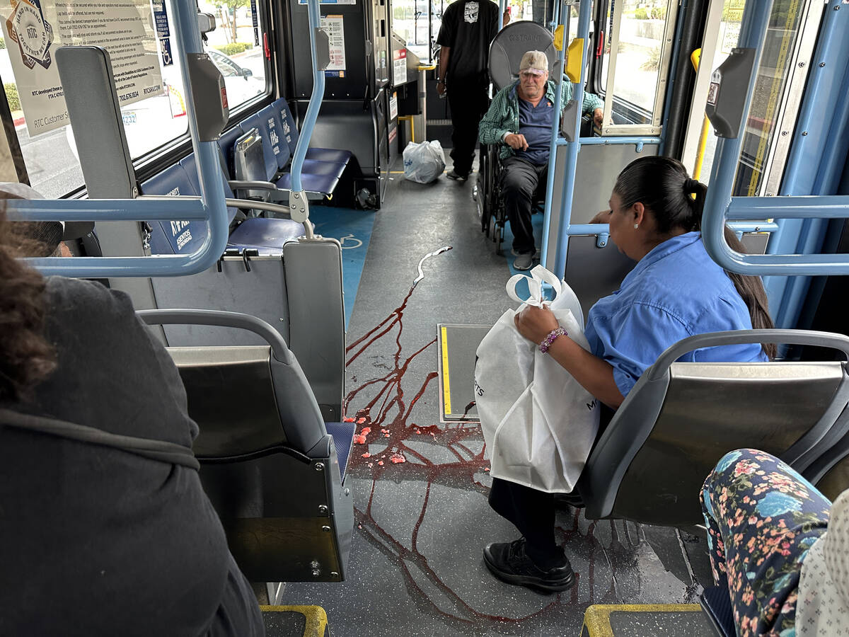 A spilled drink covers the floor in the Regional Transportation Commission 109 Maryland Parkway ...