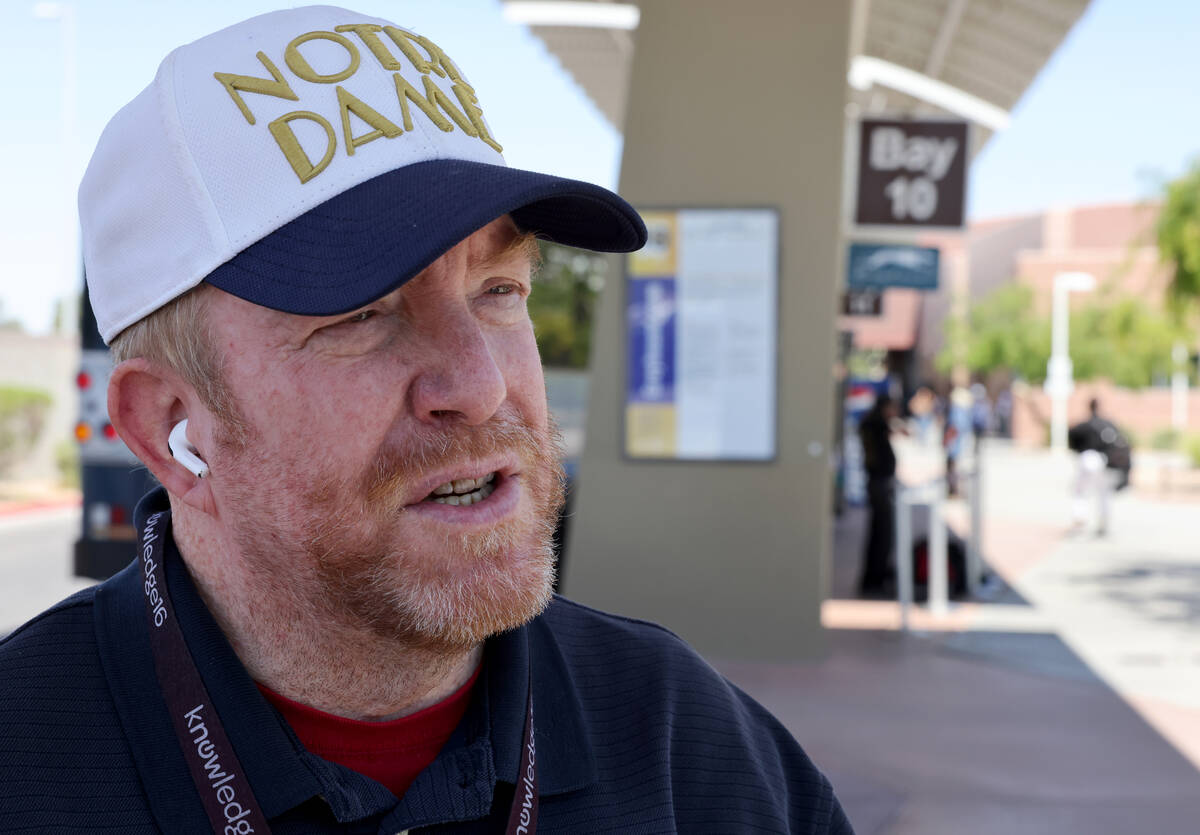 Bus driver and member of the Amalgamated Transit Union, Local 1637, Dennis Hennessey, talks to ...