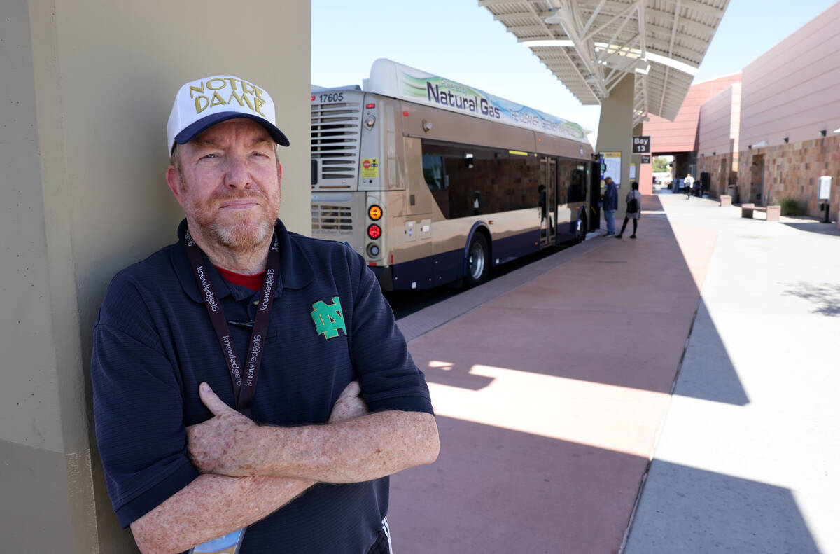 Bus driver and member of the Amalgamated Transit Union, Local 1637, Dennis Hennessey, talks to ...