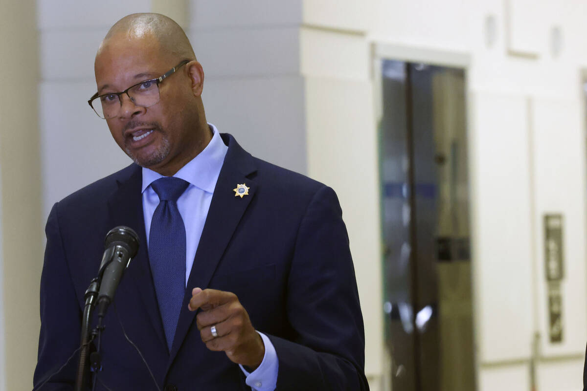 Nevada Attorney General Aaron Ford speaks during a news conference regarding Nevada’s op ...