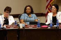 Nevada System of Higher Education Regents Carol Del Carlo, from left, Laura Perkins and Stephan ...