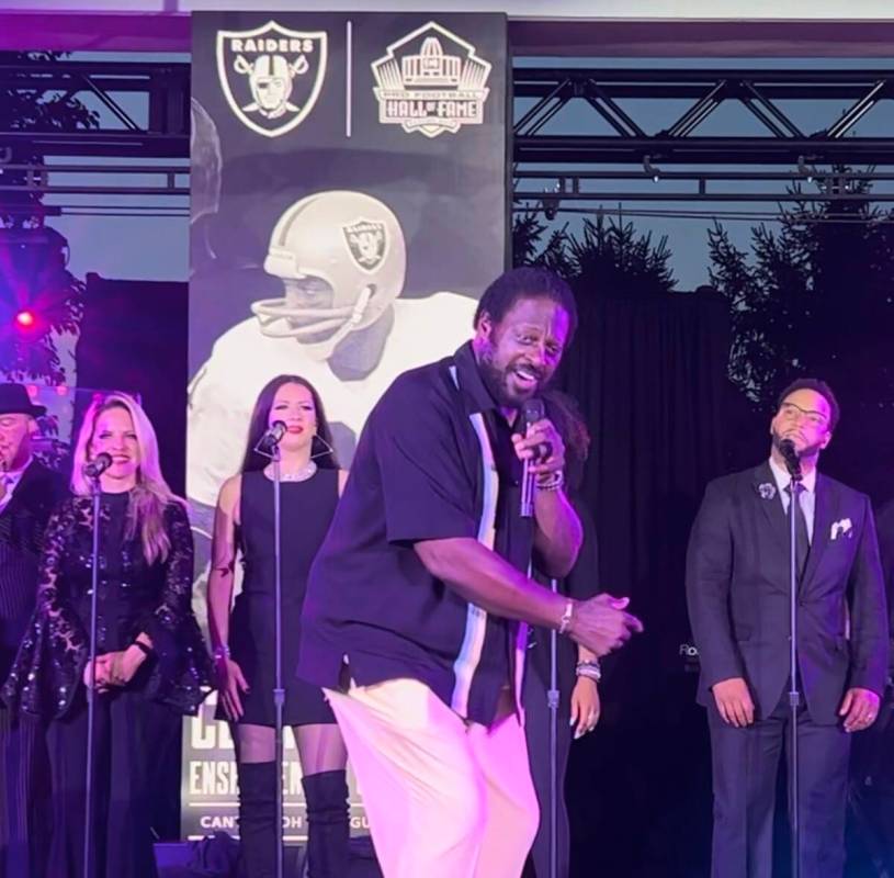 Ex-Raiders great Henry Lawrence is shown with David Perrico and the Raiders House Band at Quarr ...