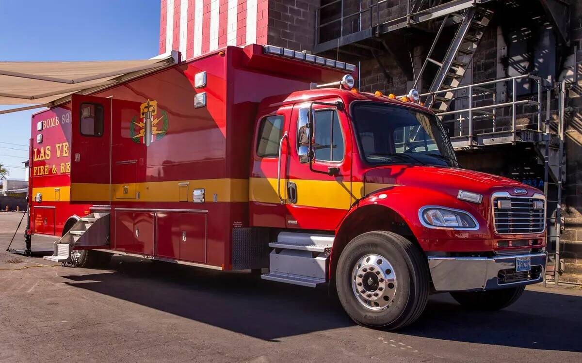 A Las Vegas Fire and Rescue truck on March 23, 2022. (L.E. Baskow/Las Vegas Review-Journal) @Le ...