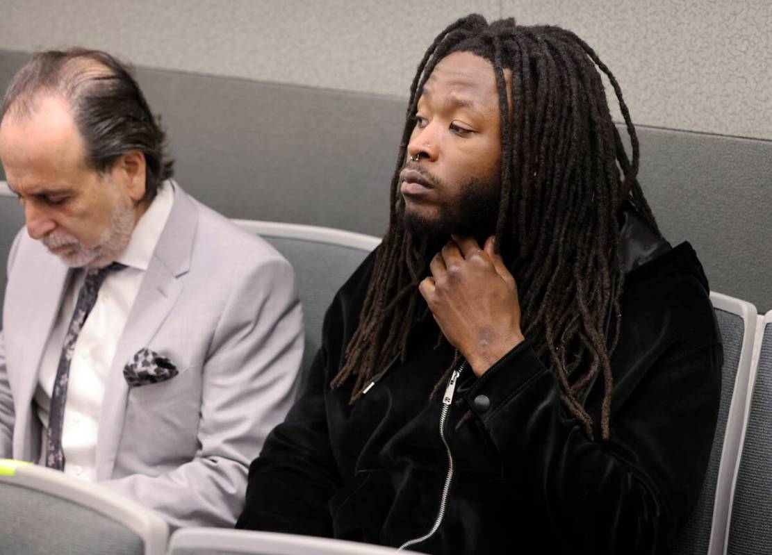 New Orleans Saints running back Alvin Kamara waits in court for arraignment at the Regional Jus ...