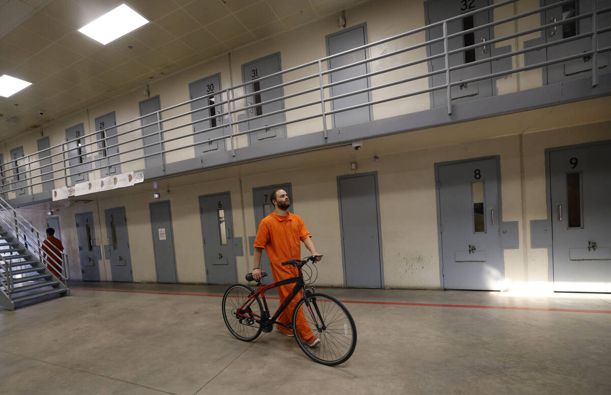 Inmate Jacquar Sprinkle takes a bike to their facility after National Bikes for Veterans brough ...