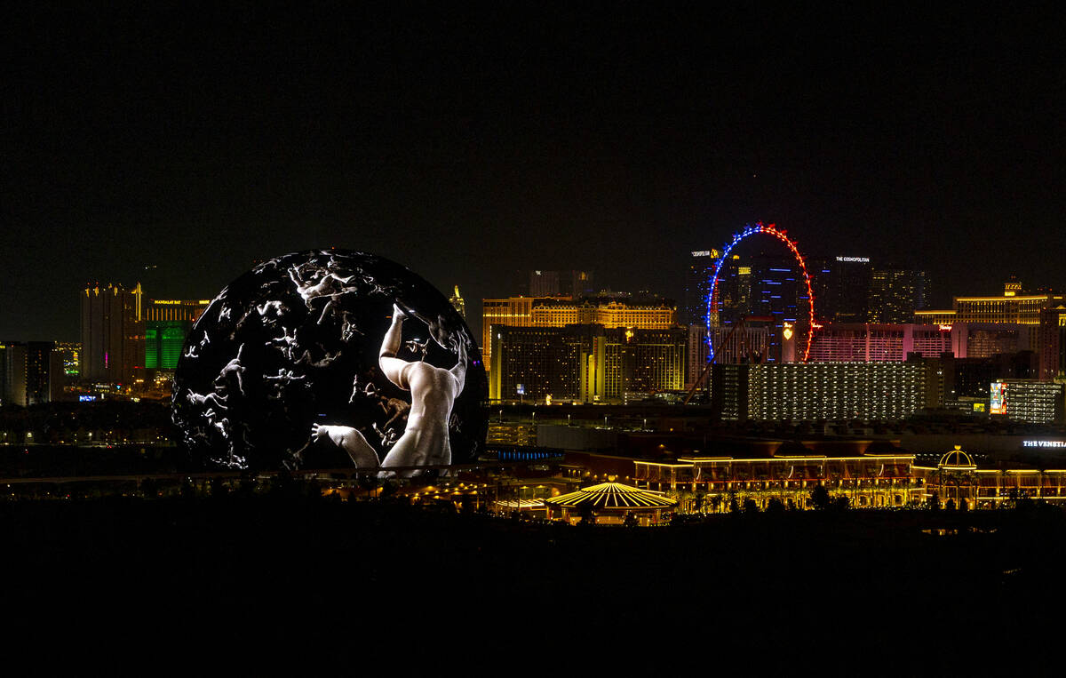 The Sphere illuminates the Las Vegas skyline with a dazzling display to celebrate Independence ...