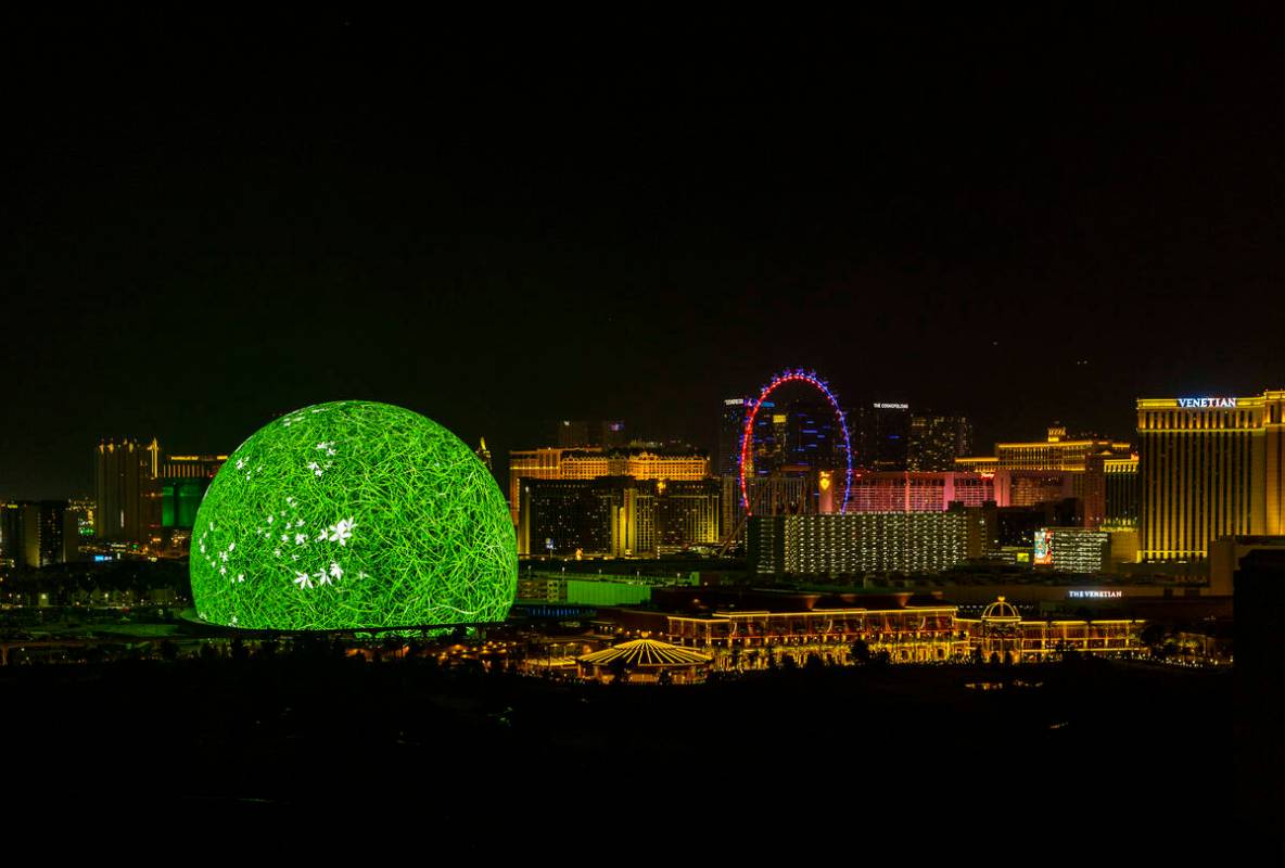 The Sphere illuminates the Las Vegas skyline with a dazzling display to celebrate Independence ...